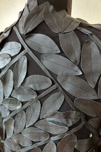 Zamback Leaf Patterned Genuine Leather Long Jacket