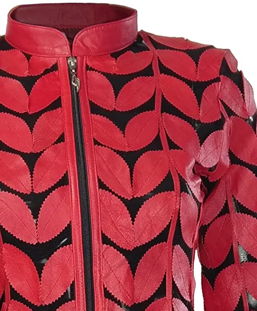 Zamback Genuine Leather Women's Leaf Patterned Jacket