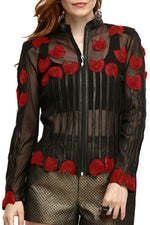 Load image into Gallery viewer, Zamback Genuine Leather Embossed Rose Pattern Short Jacket
