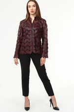 Load image into Gallery viewer, Zamback Genuine Leather Women&#39;s Leaf Patterned Jacket
