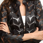 Load image into Gallery viewer, Zamback Genuine Leather Women&#39;s Leaf Patterned Jacket
